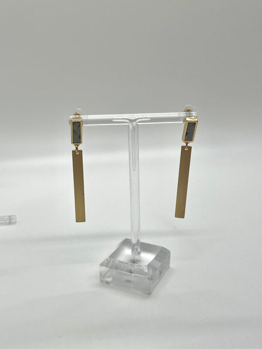 Dalmatian Natural Stone Bar Earrings