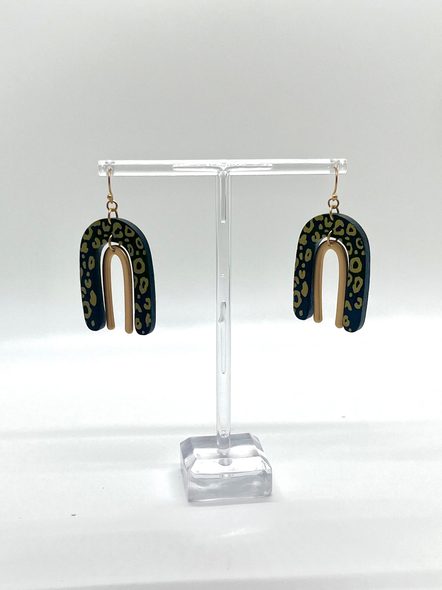 Gold Tone Animal Print Arch Earring