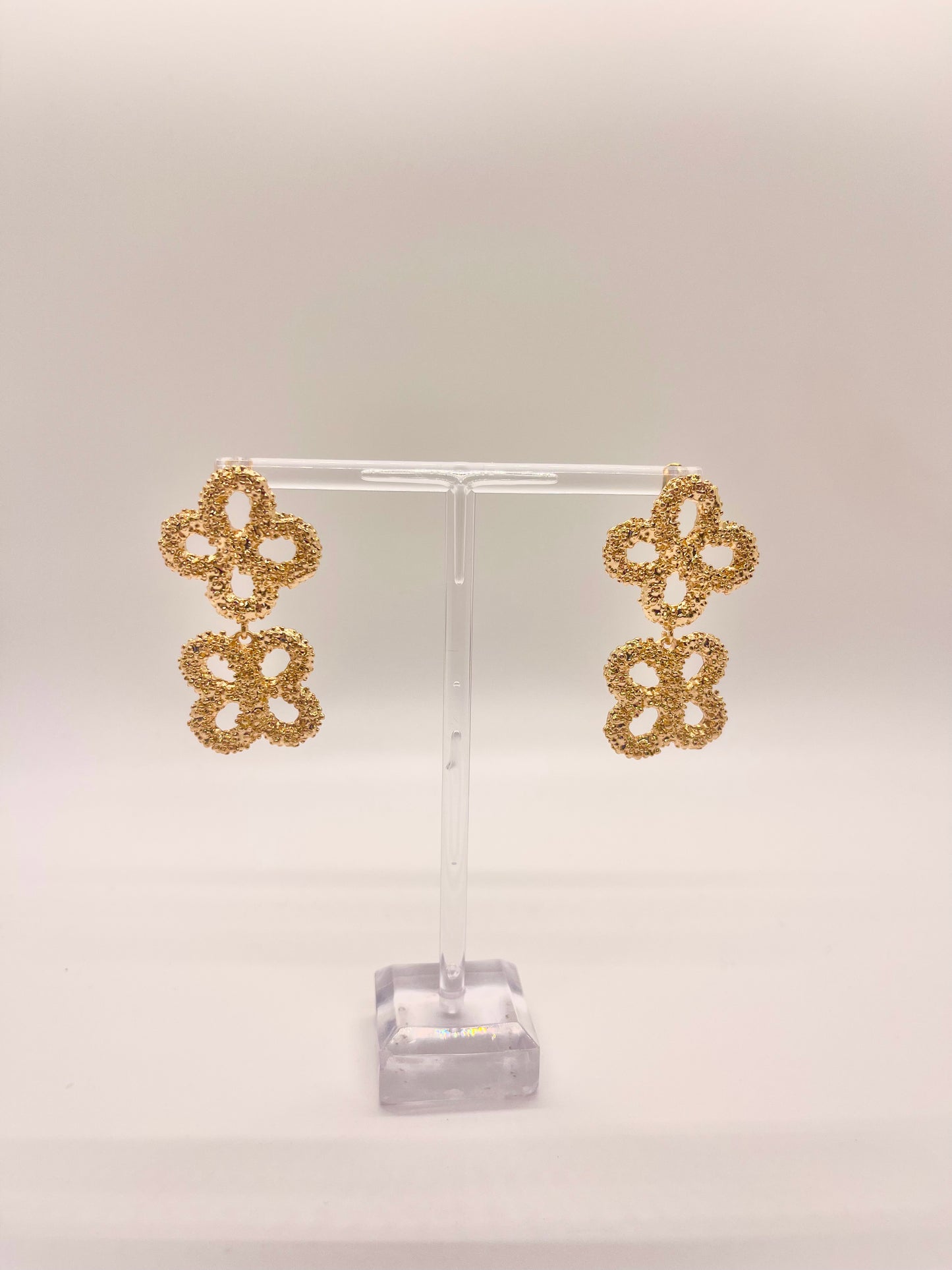 Textured Clover Dangle Earrings