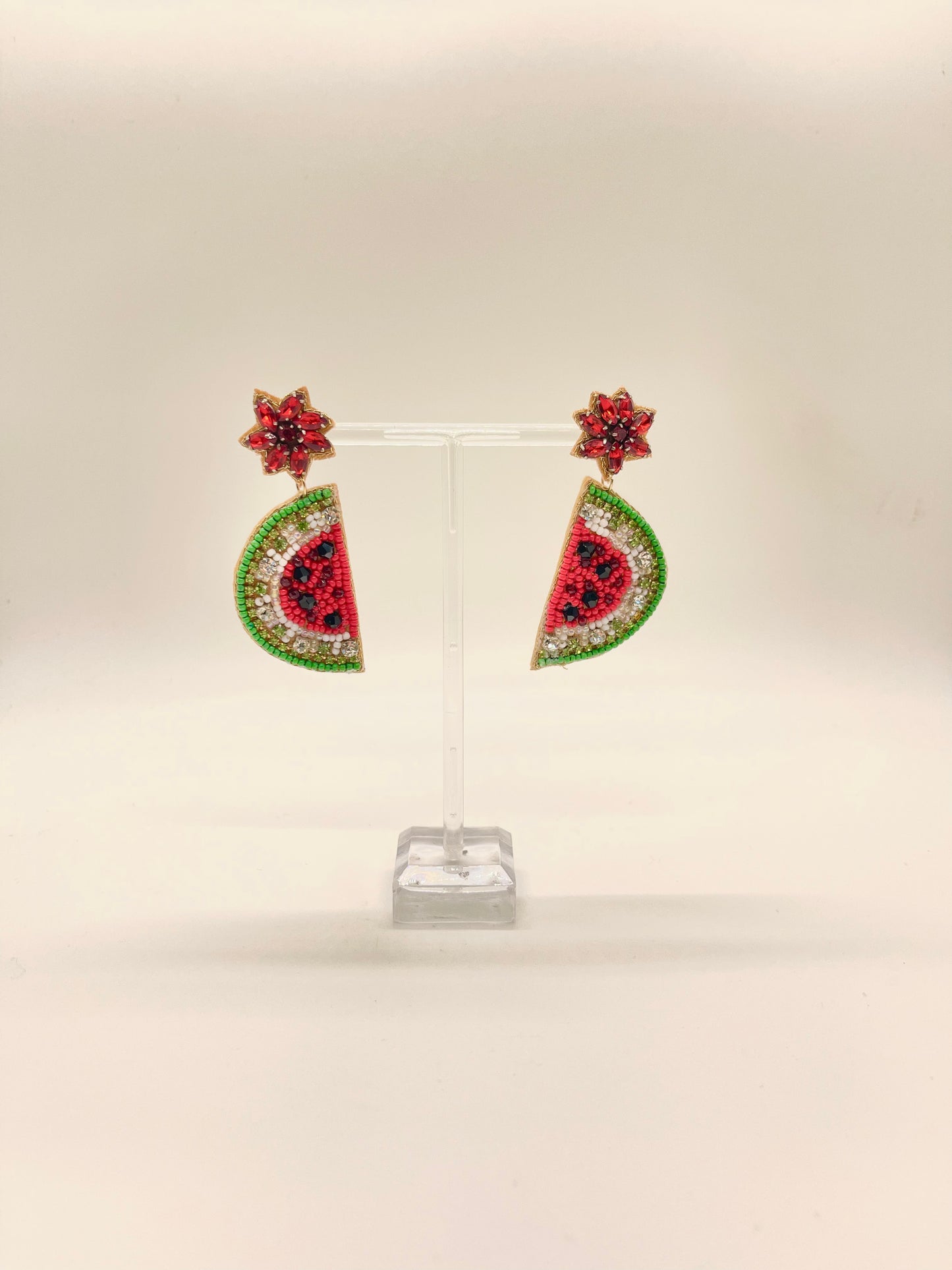 Beaded Flower and Watermelon Earring