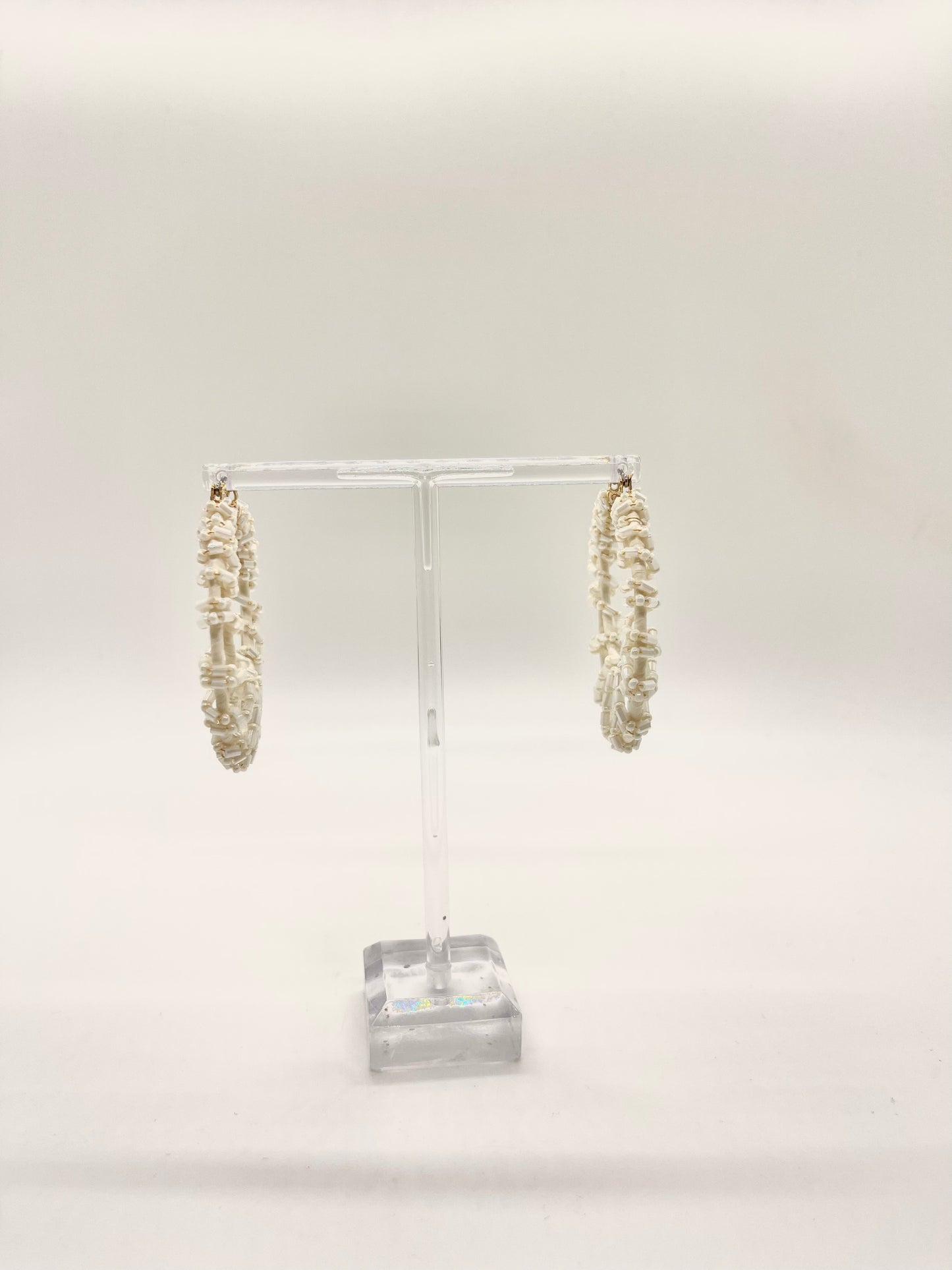 Neutral Beaded Open Hoop