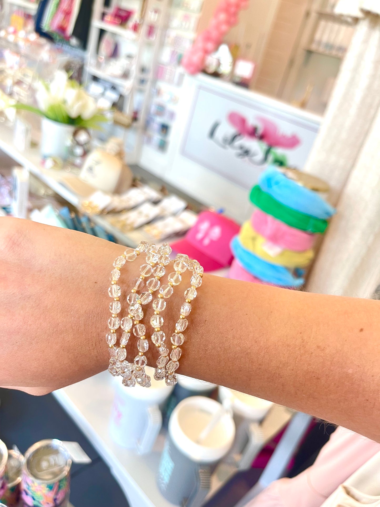 Clear Bead Bracelet Stack