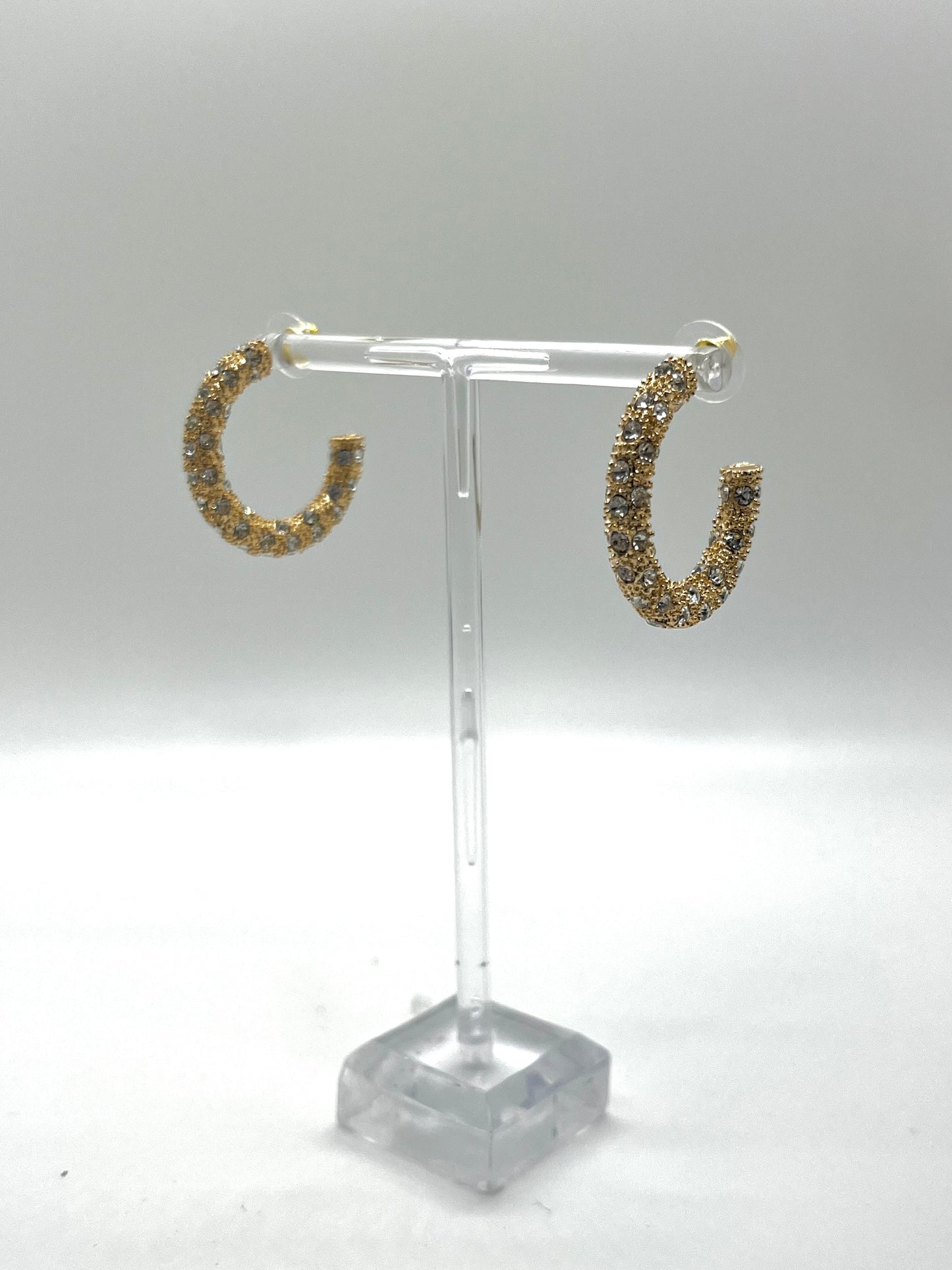 Gold and Rhinestone Hoops