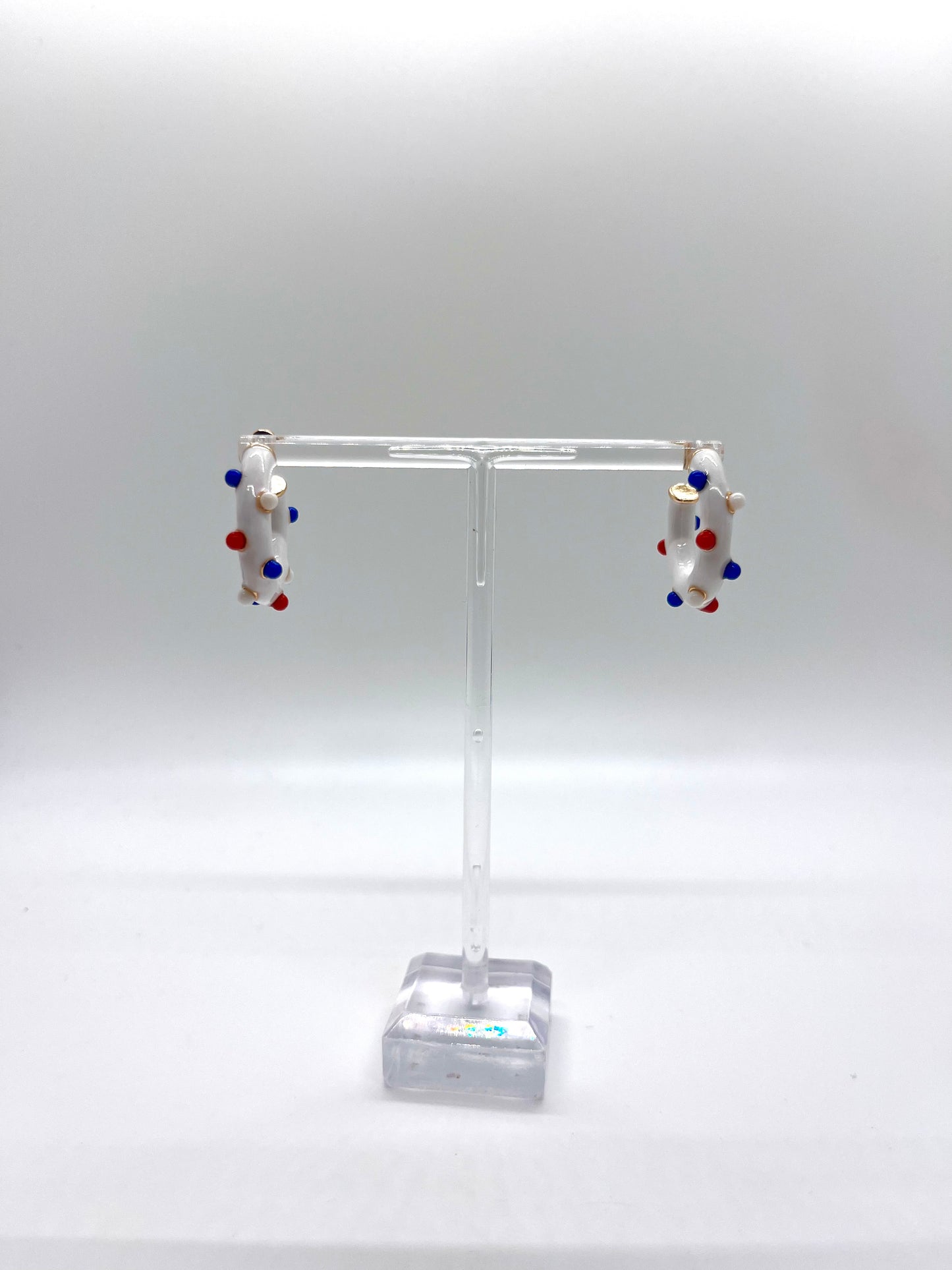 Red, White, and Blue Polka Dot Hoops