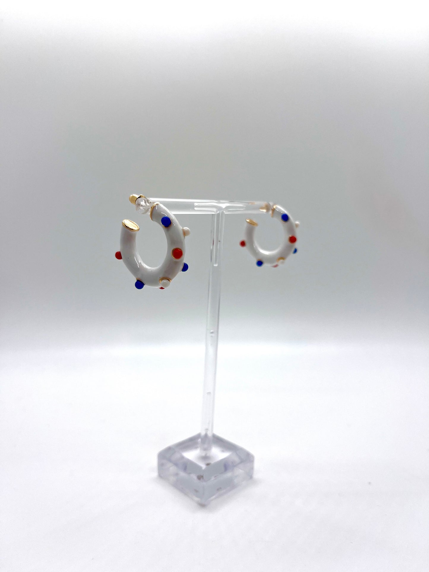 Red, White, and Blue Polka Dot Hoops