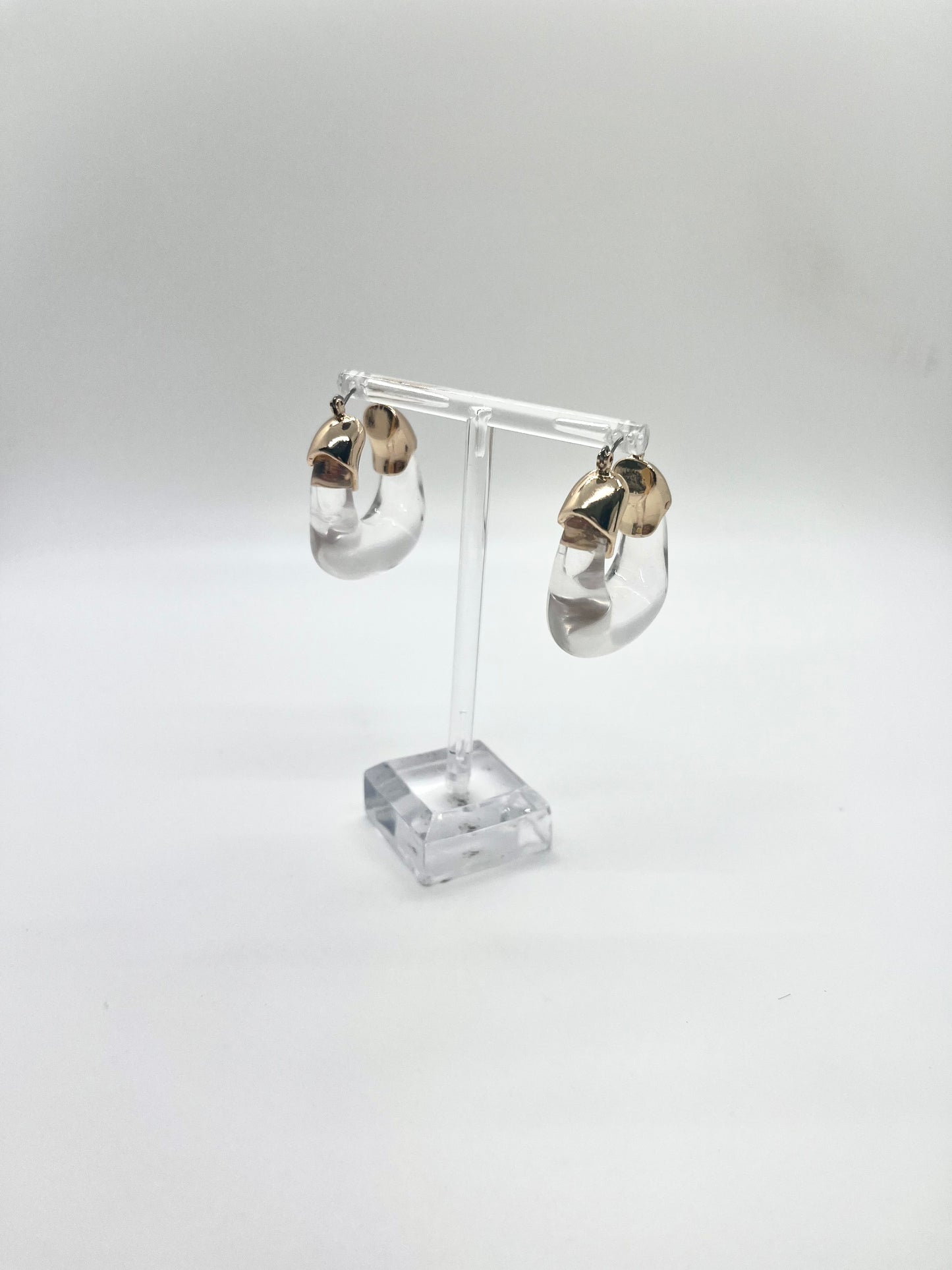 Gold and Clear Chunky Hoops