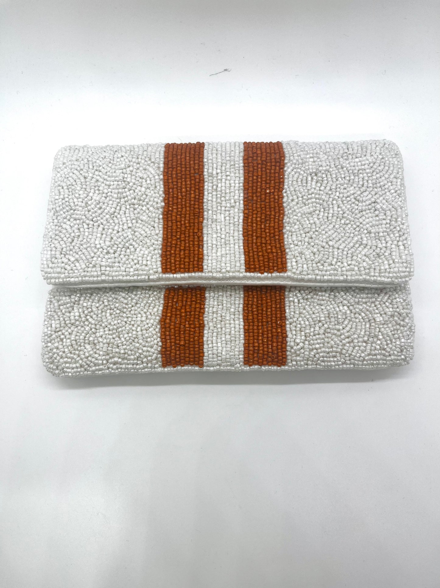 Orange Stripe Beaded Bag