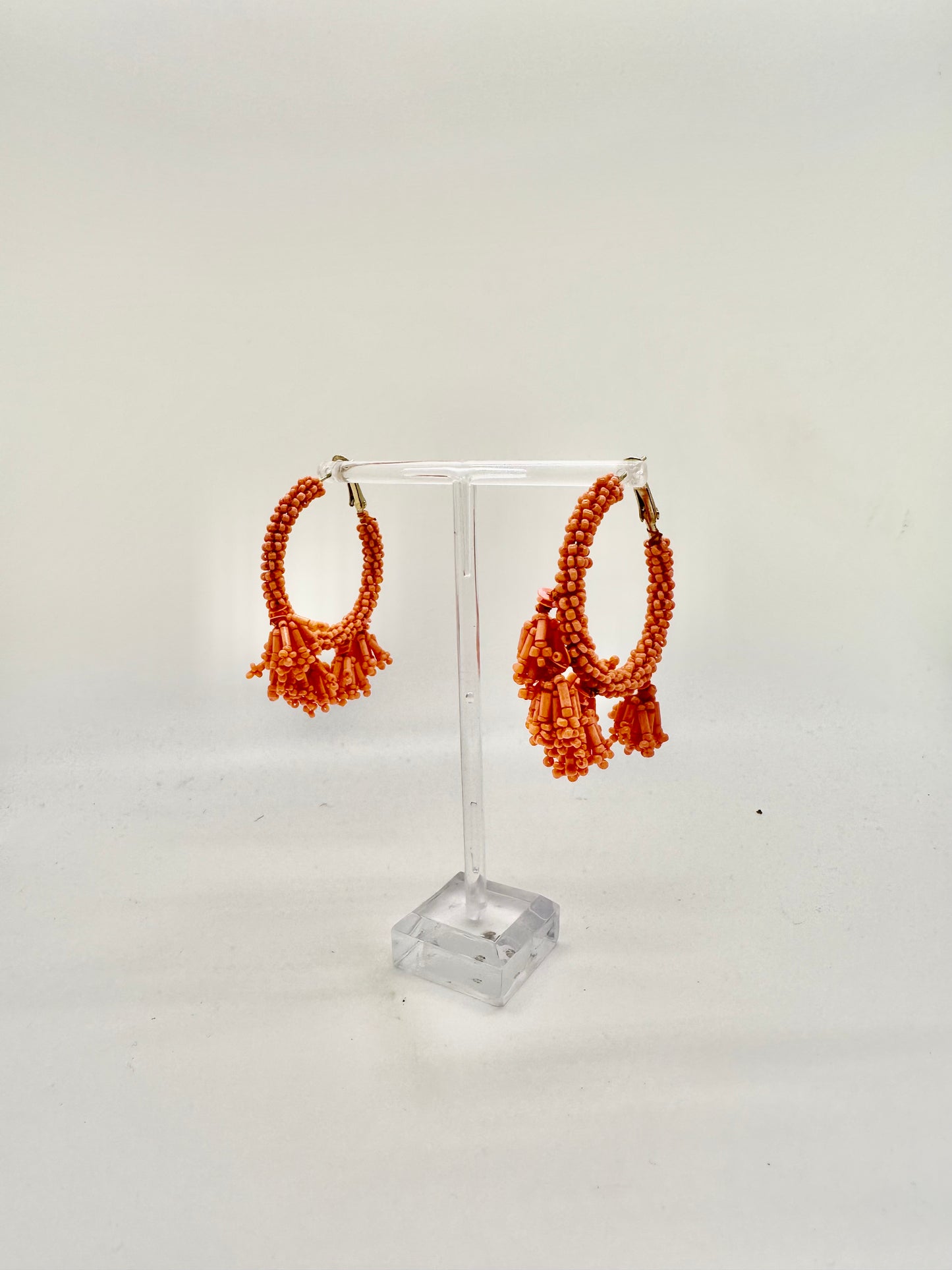 Orange Beaded Hoops