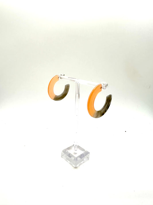 Peach and Grey Acrylic Hoops