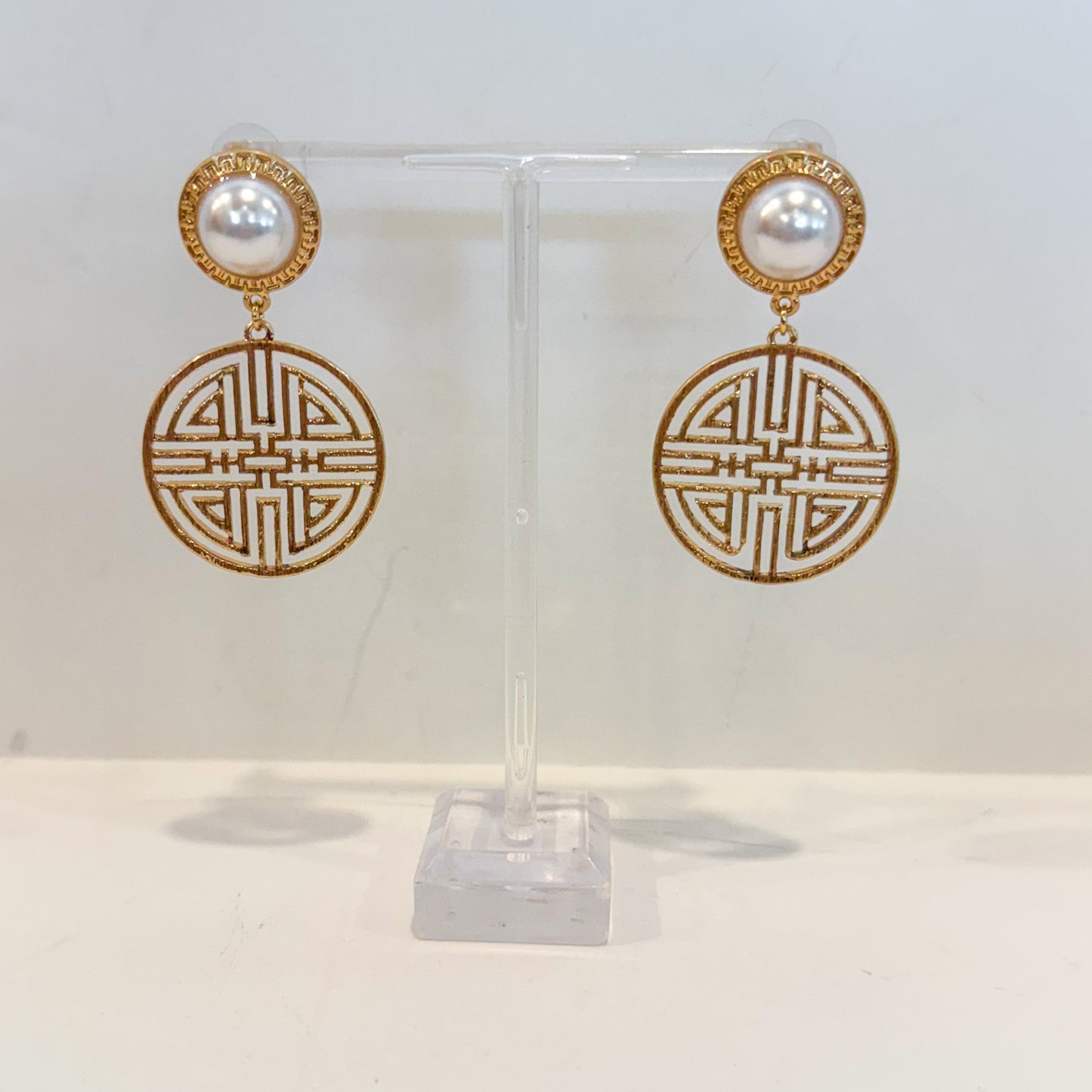 Filigree Round and Pearl Drop Earrings