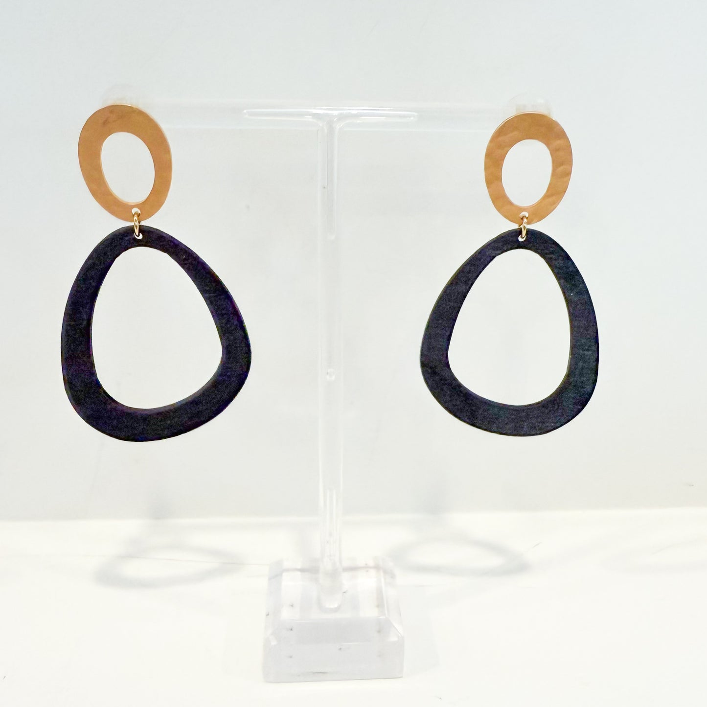 Black Drop Oval Earrings