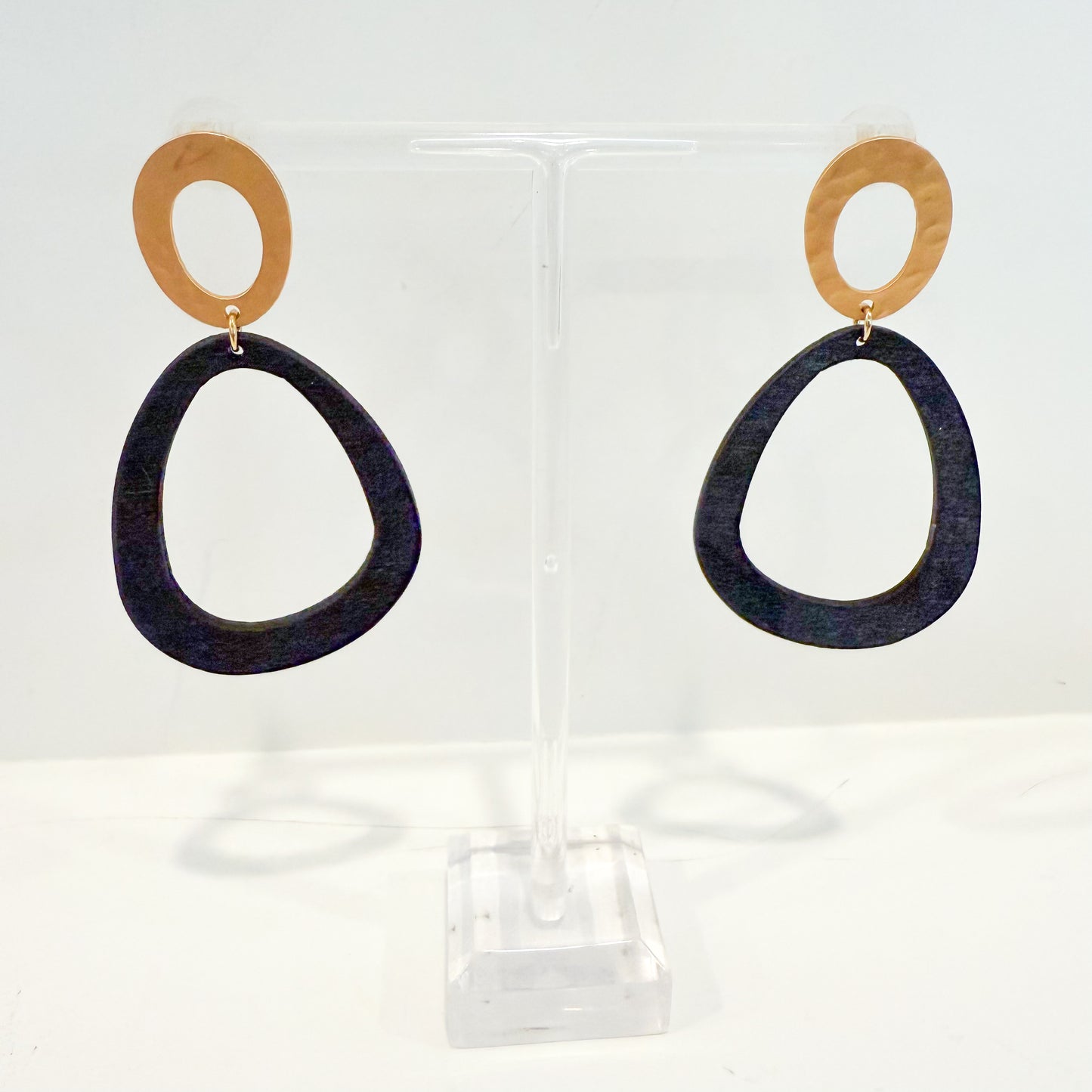 Black Drop Oval Earrings