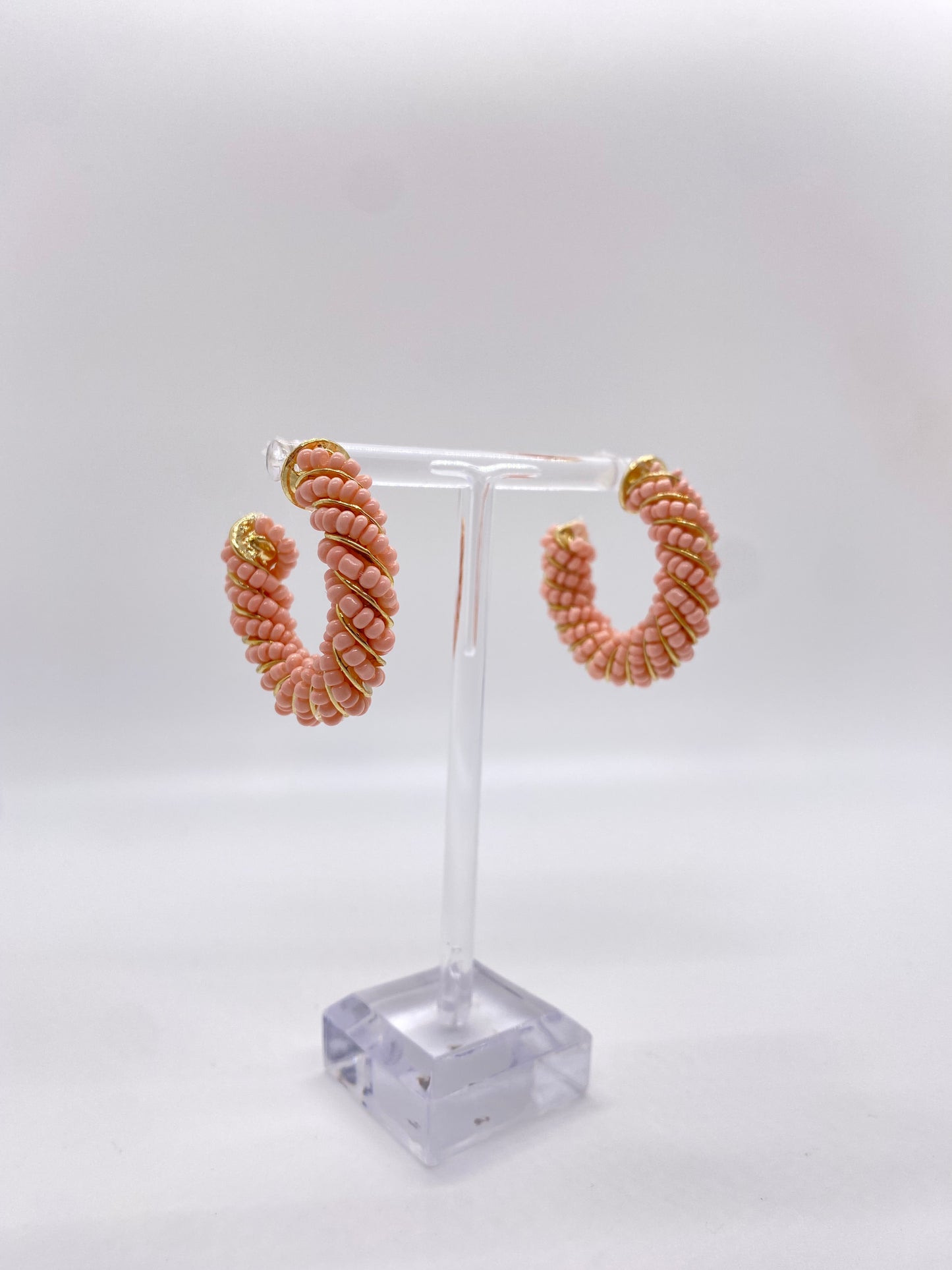 Beaded Twist Hoops