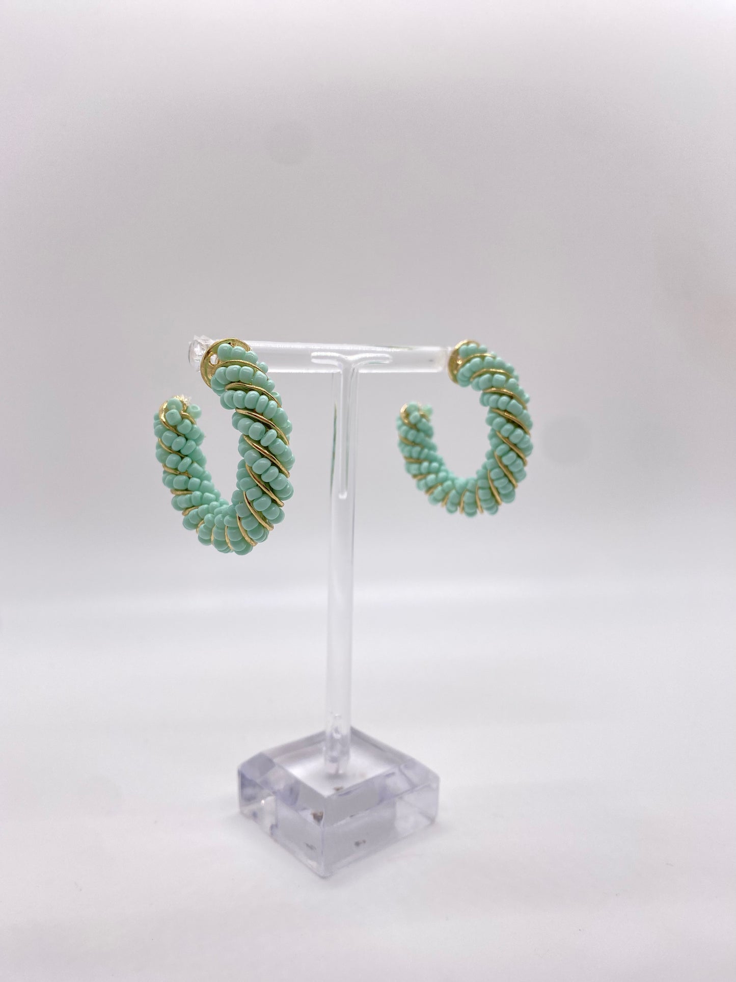 Beaded Twist Hoops
