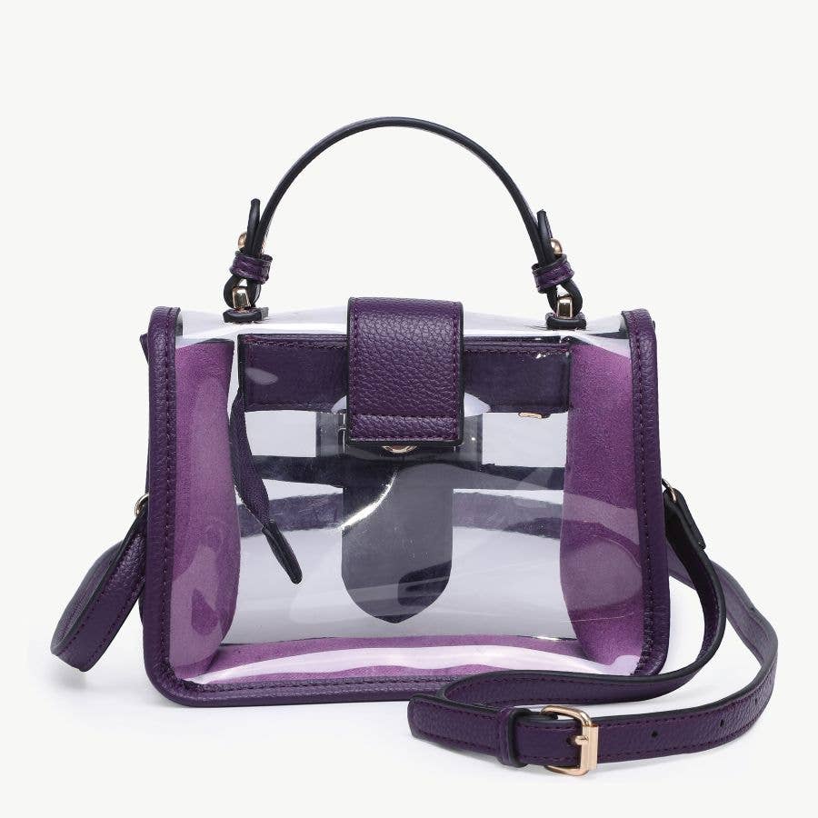 M2728 Toni Clear Flapover Crossbody Bag: Black