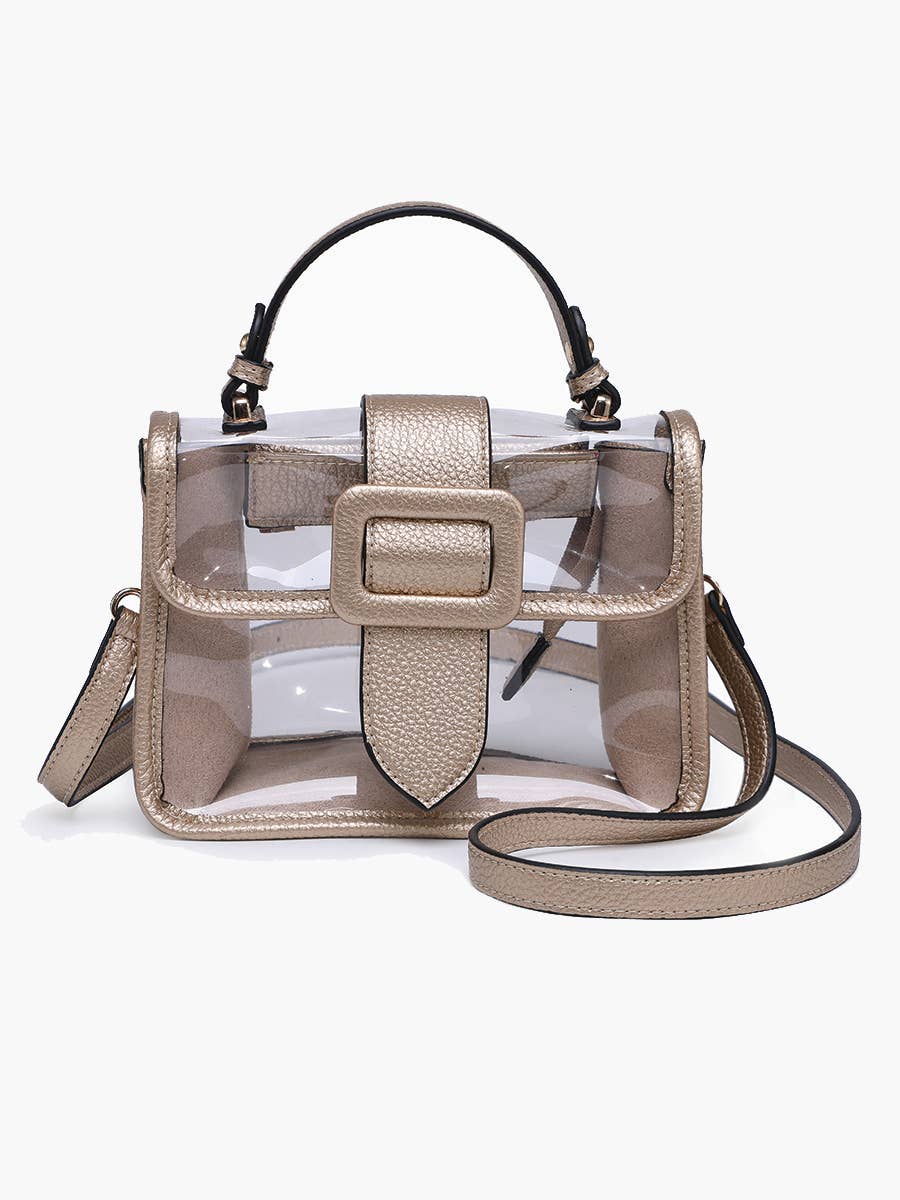 M2728 Toni Clear Flapover Crossbody Bag: Black