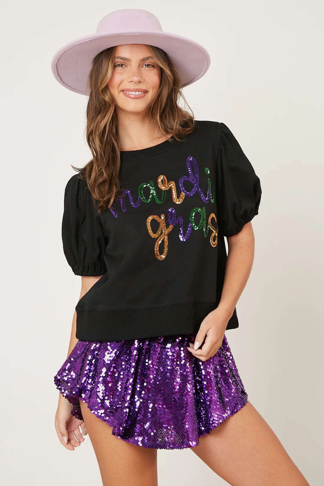 Black Mardi Gras Crop Top