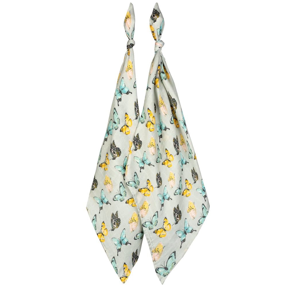 Butterfly Print Bamboo Burp Cloths