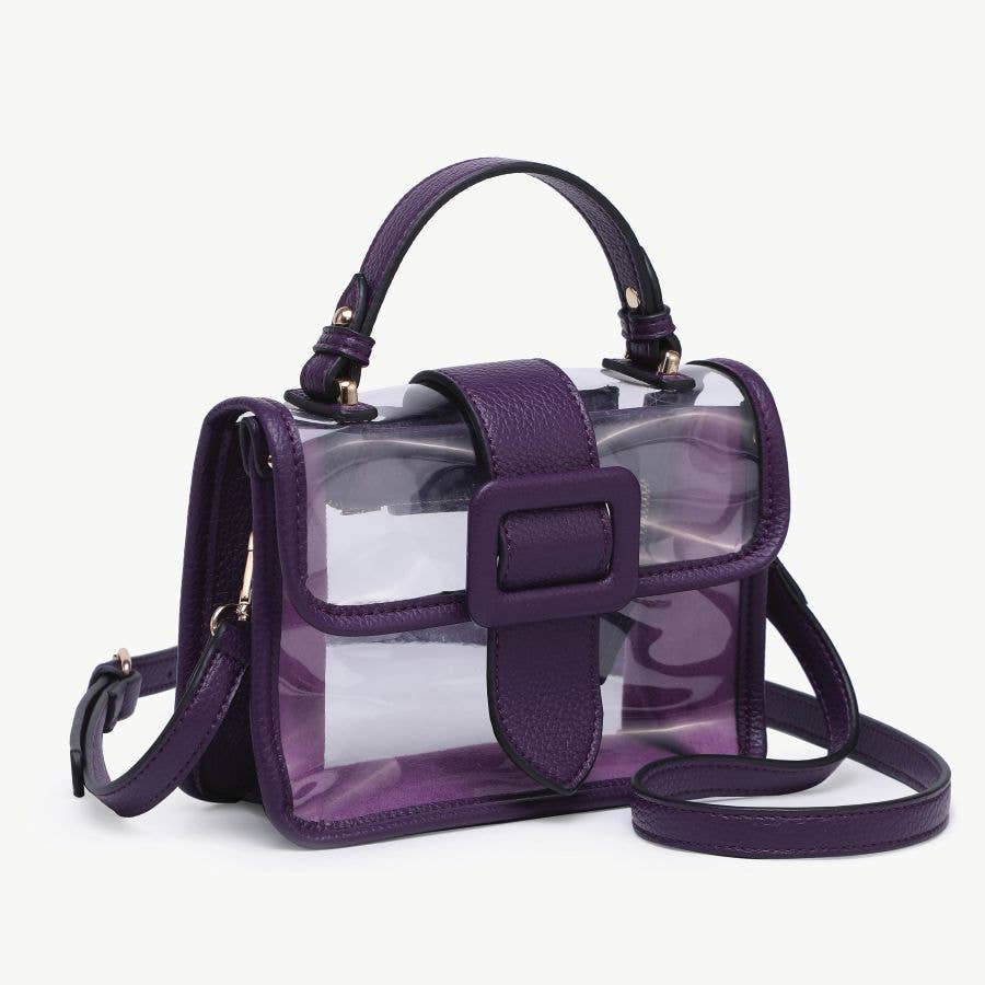 M2728 Toni Clear Flapover Crossbody Bag: Black