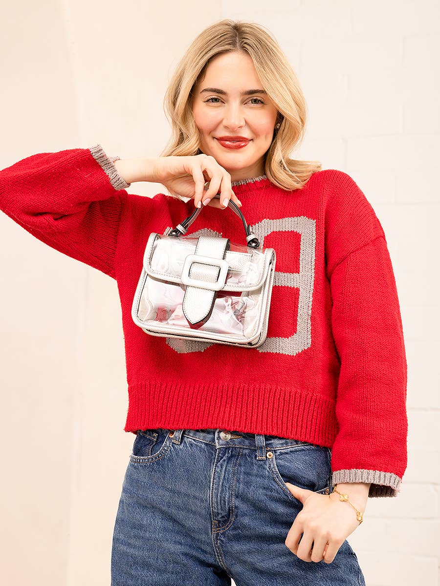 M2728 Toni Clear Flapover Crossbody Bag: Black