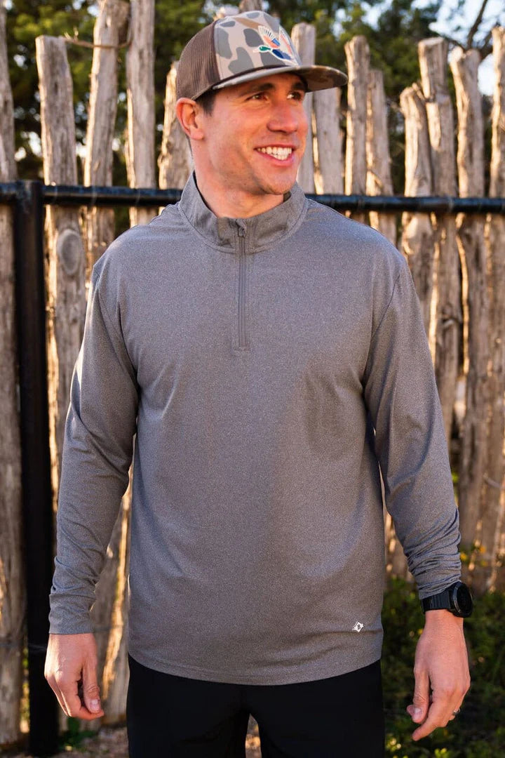 Burlebo Performance Quarter Zip- Dark Heather Grey