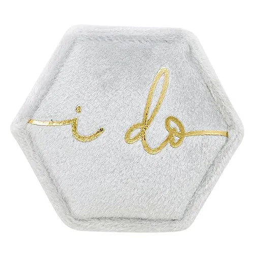 Grey Velvet "I Do" Ring Box