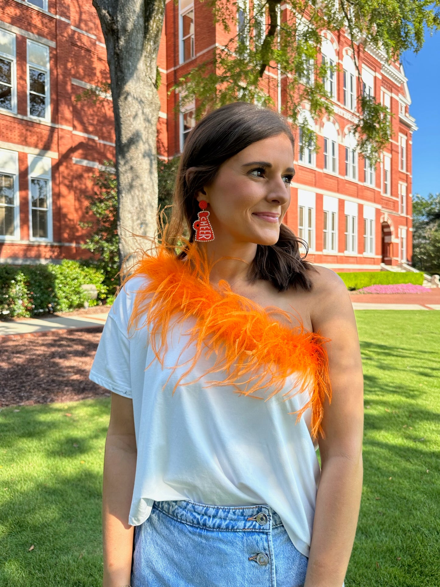 Queen of Sparkles Orange Feather Tee