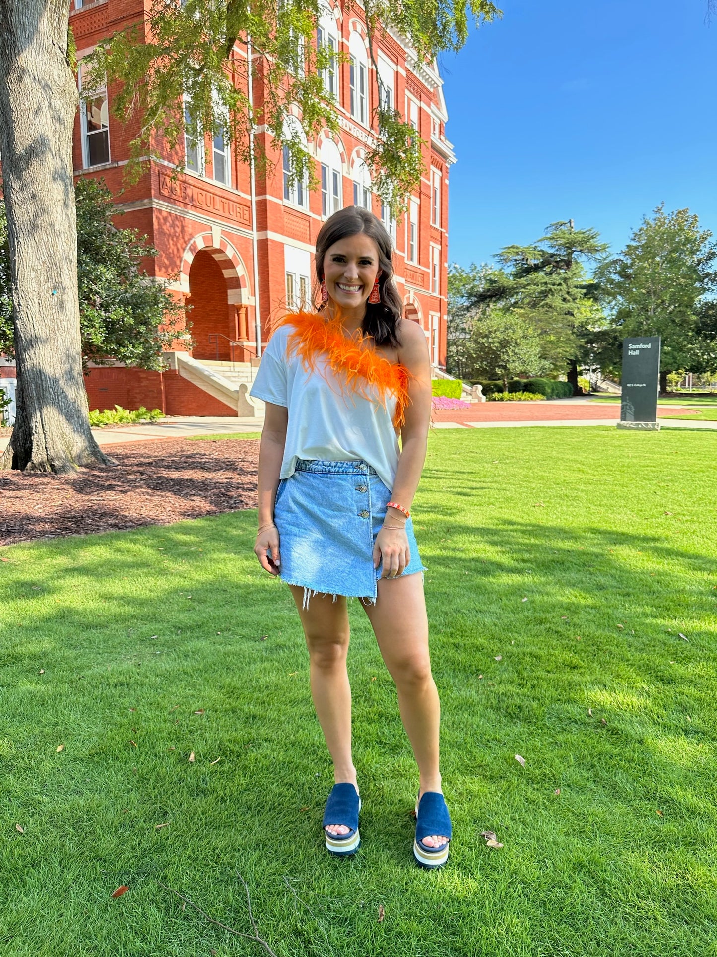 Queen of Sparkles Orange Feather Tee