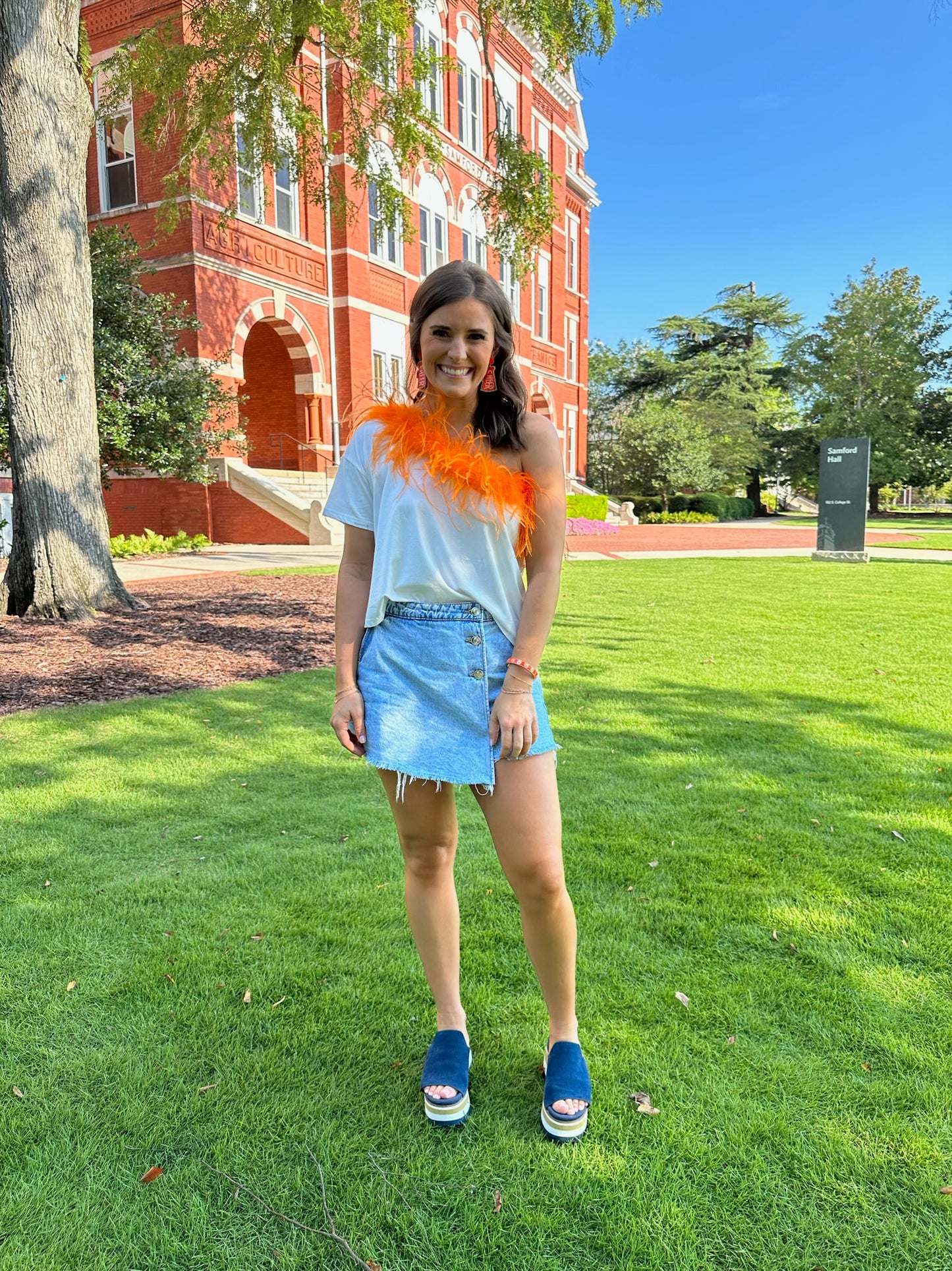 Queen of Sparkles Orange Feather Tee