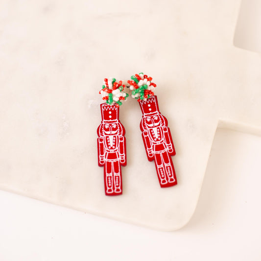 Nutcracker Pom Pom Drop Earrings