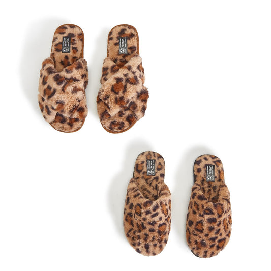 Leopard Print Fur Slipper