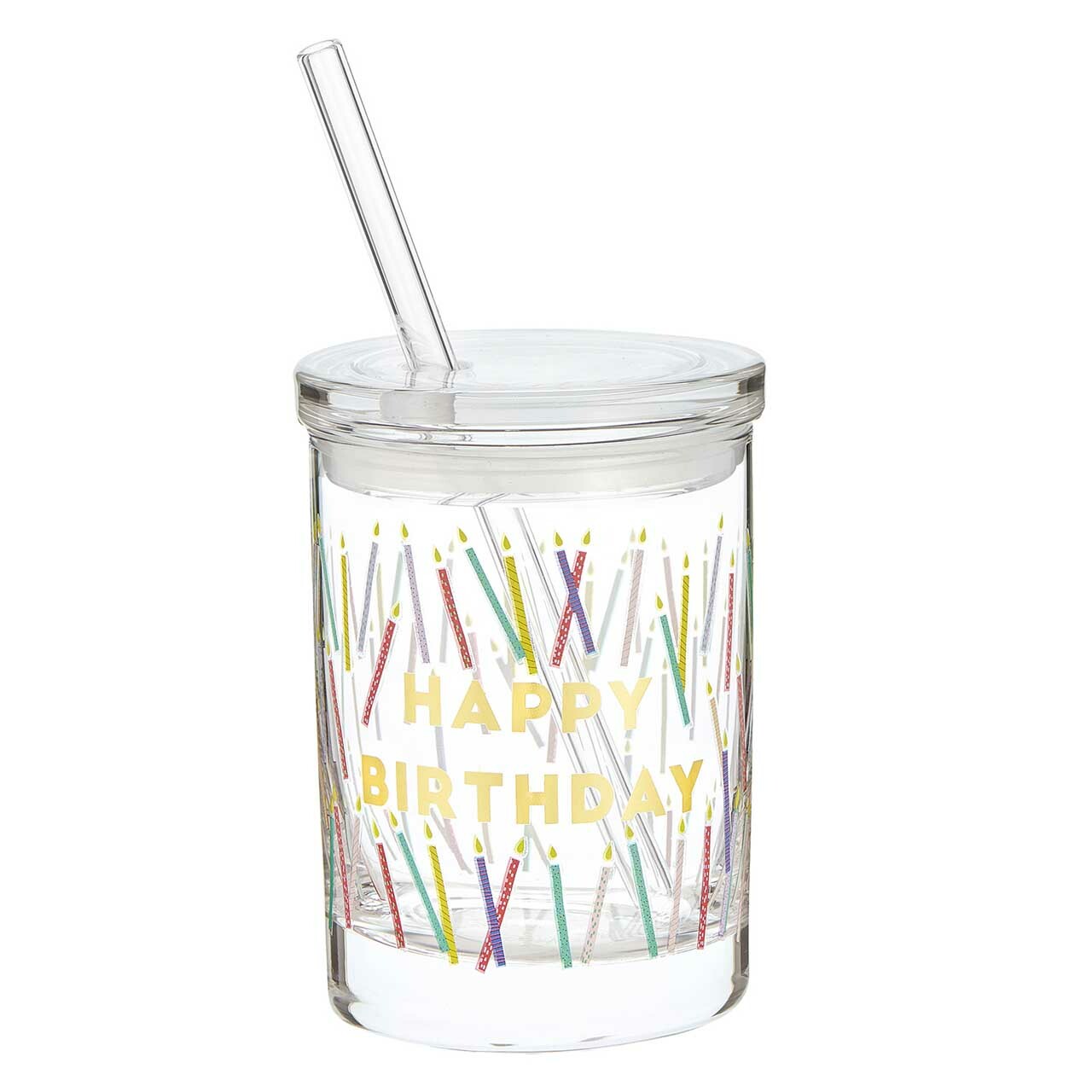 Happy Birthday Double Old-Fashioned Glass with Lid
