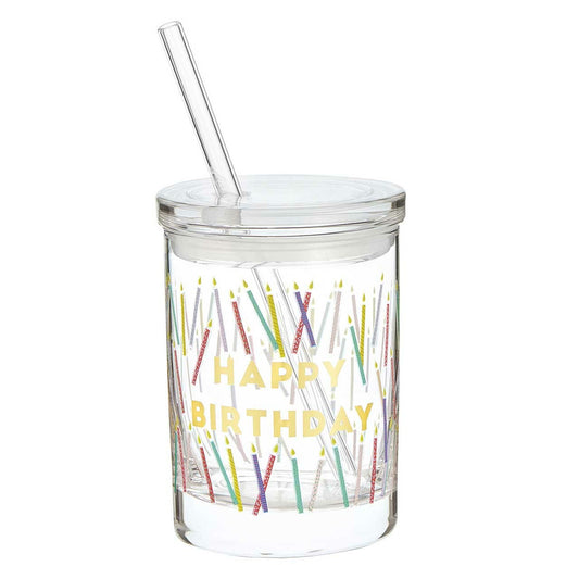 Happy Birthday Double Old-Fashioned Glass with Lid