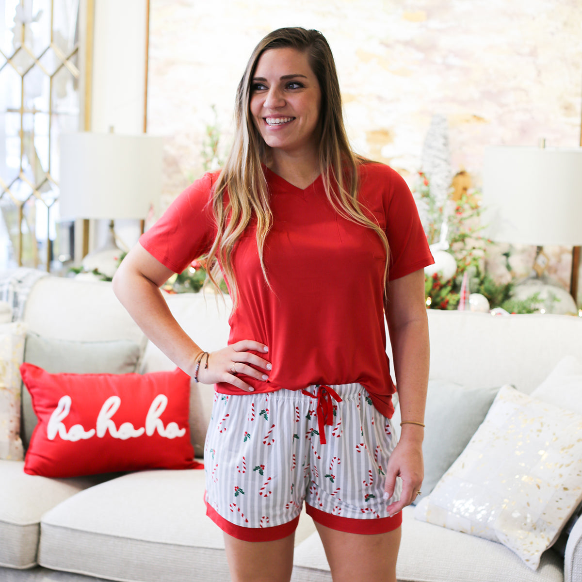 True Red Highlands V-Neck Pocket Tee