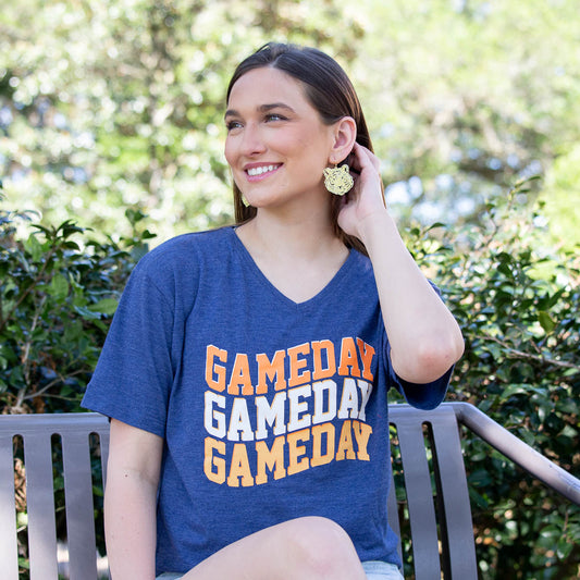 Game Day Wave T-Shirt in Blue & Orange
