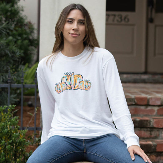 Celebration Pumpkin Long Sleeve Crew Neck T-Shirt