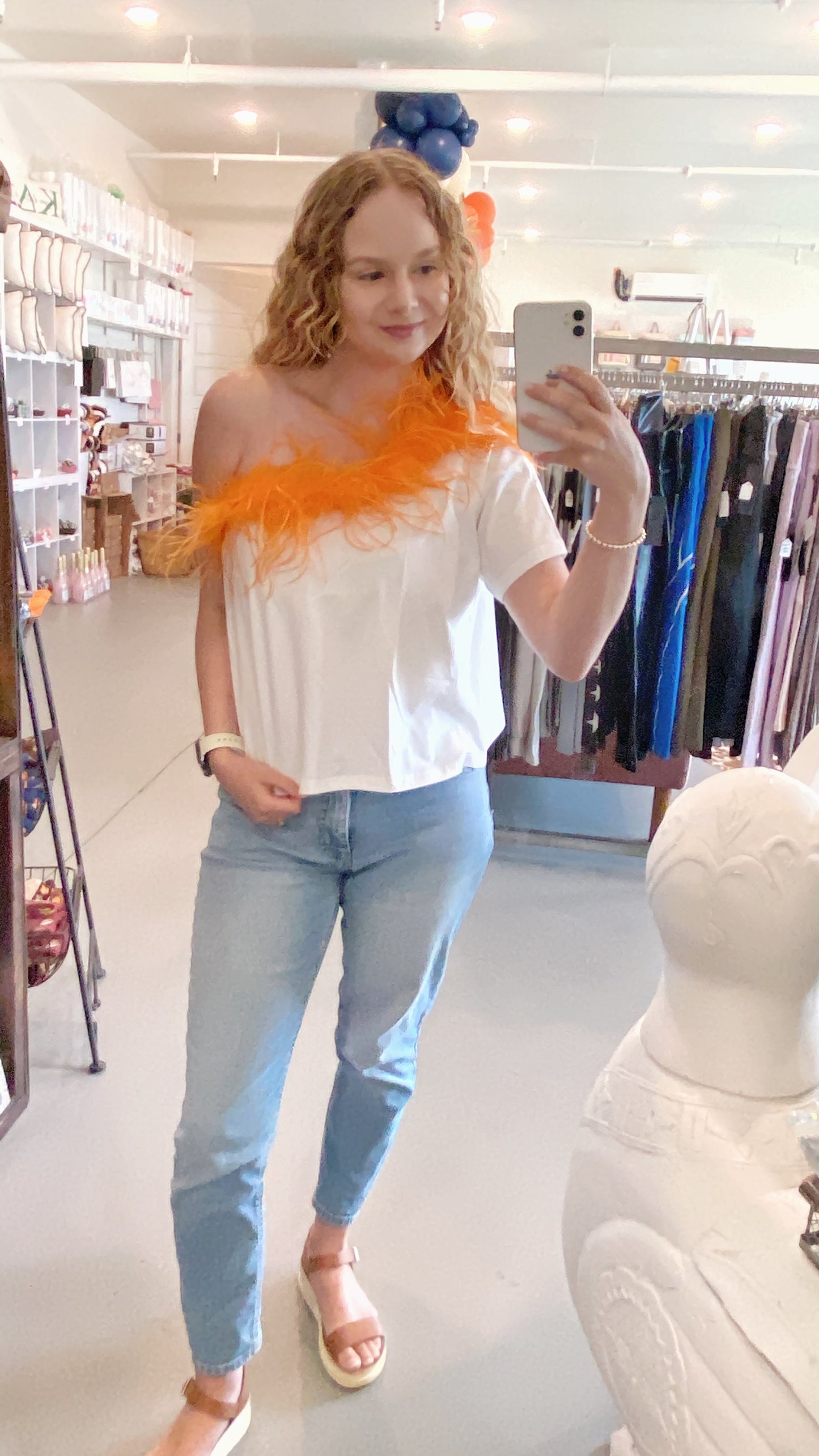 Queen of Sparkles Orange Feather Tee