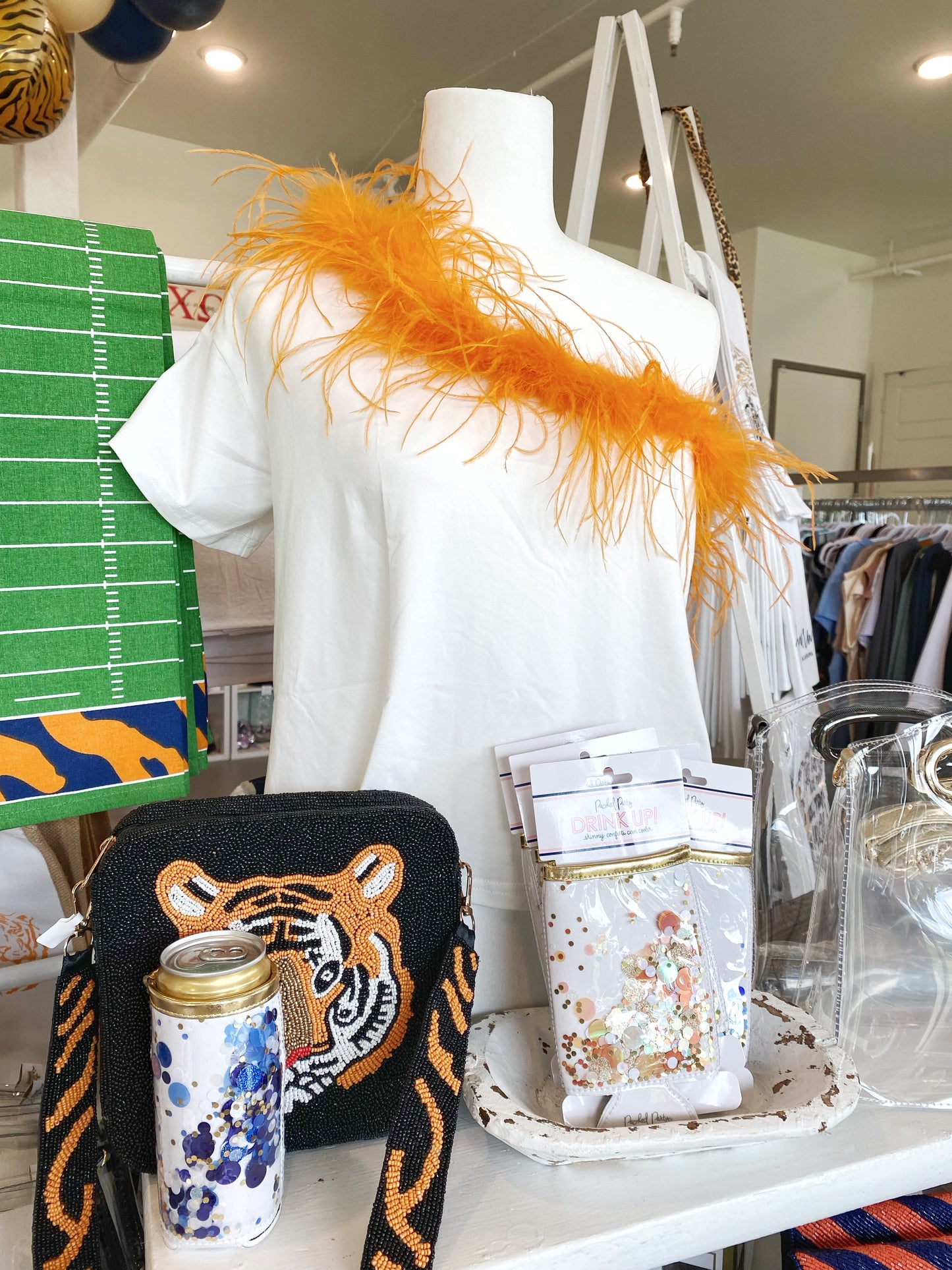 Queen of Sparkles Orange Feather Tee