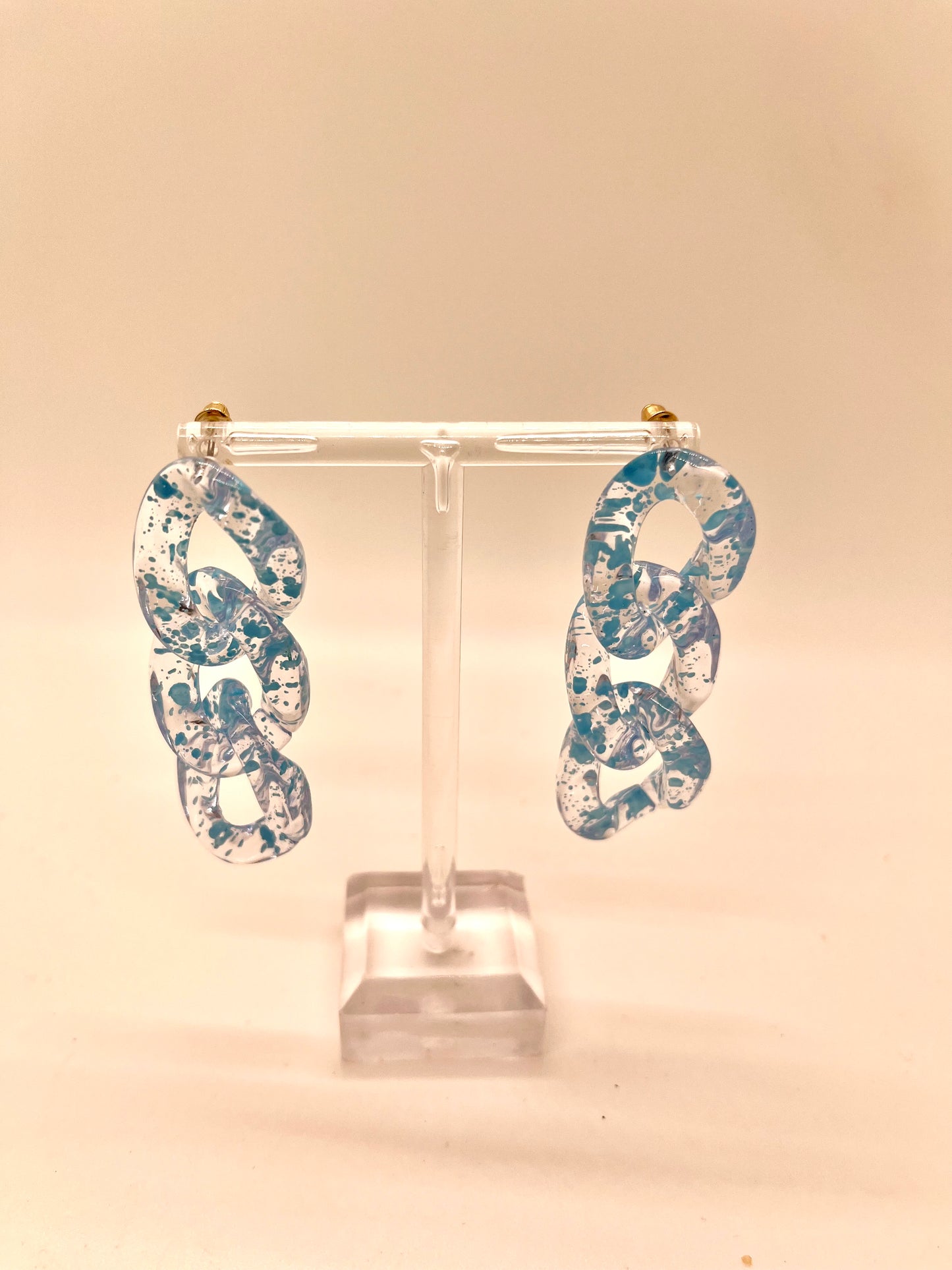 Pink or Blue Splattered Paint Twist Earrings