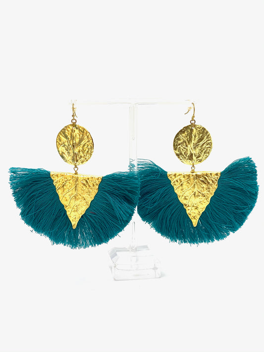 Frills n Fringe Earrings Teal