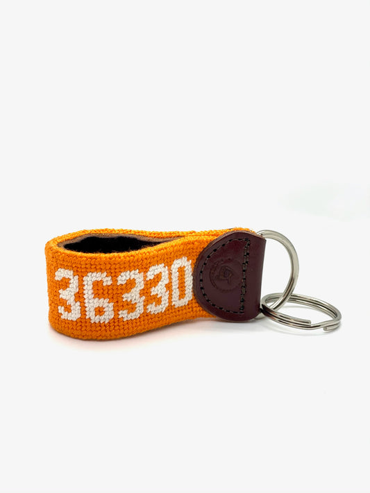 Enterprise, AL Needlepoint Keychain Orange/White