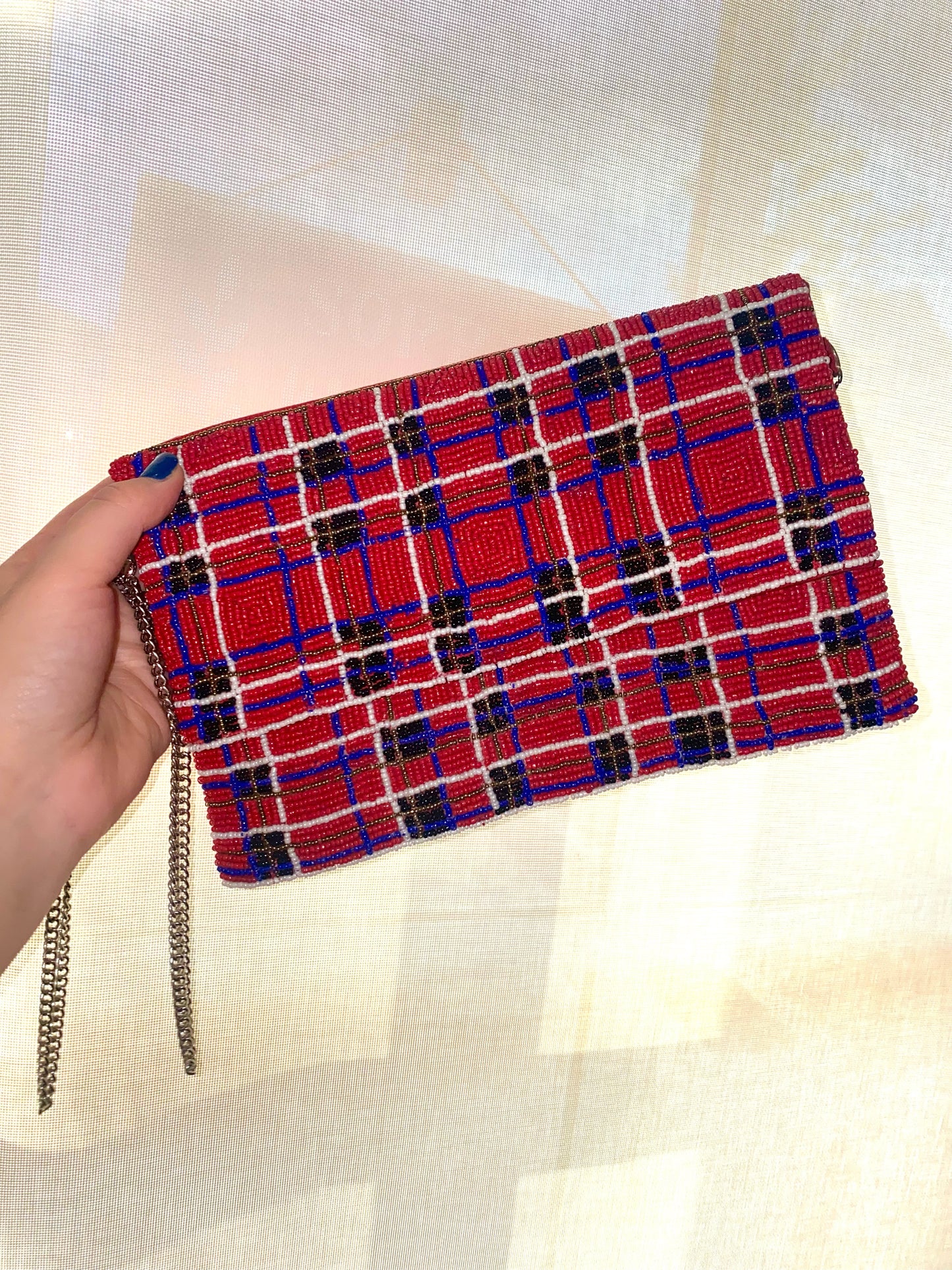 Plaid Beaded Bag
