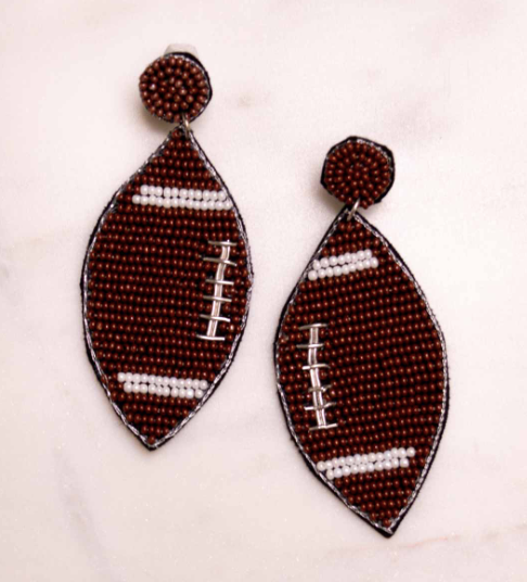 Dangle Football Beaded Earrings