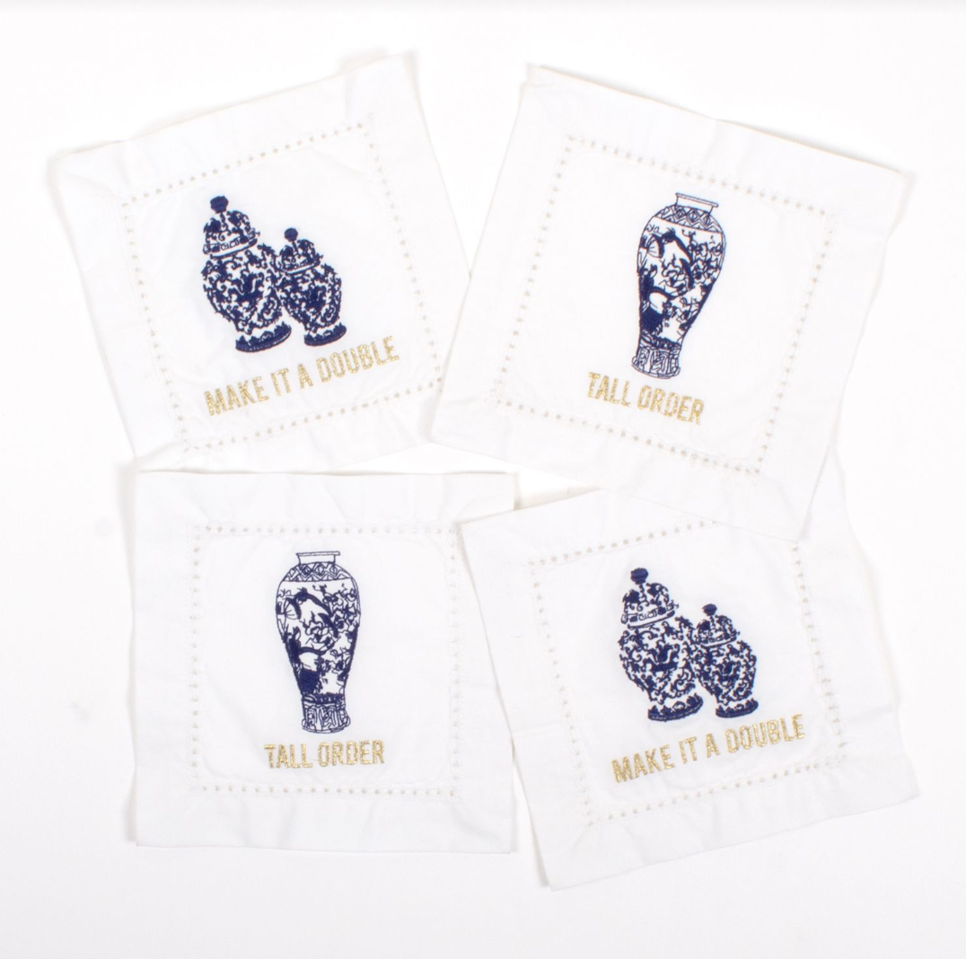 4 Piece Cloth Cocktail Napkin Set