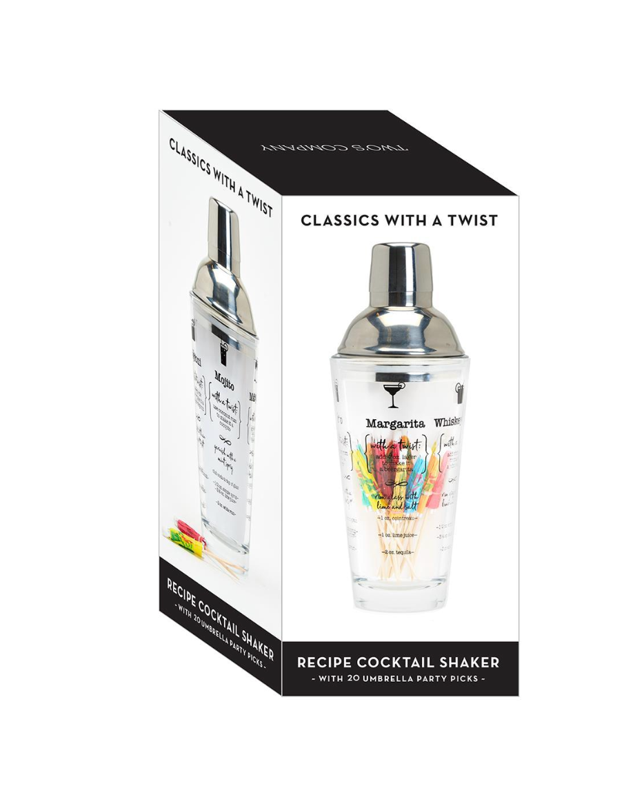 Mix Master Cocktail Shaker with 5 Drink Recipes Gift Box