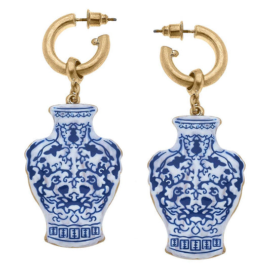 Ellen Enamel Chinoiserie Temple Jar Earrings