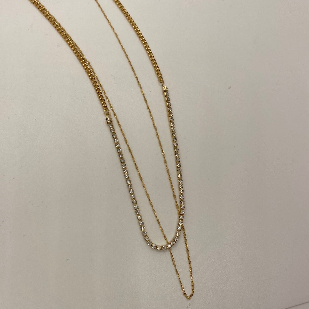 Double Strand Delicate Rhinestone Necklace