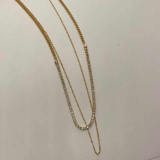 Double Strand Delicate Rhinestone Necklace