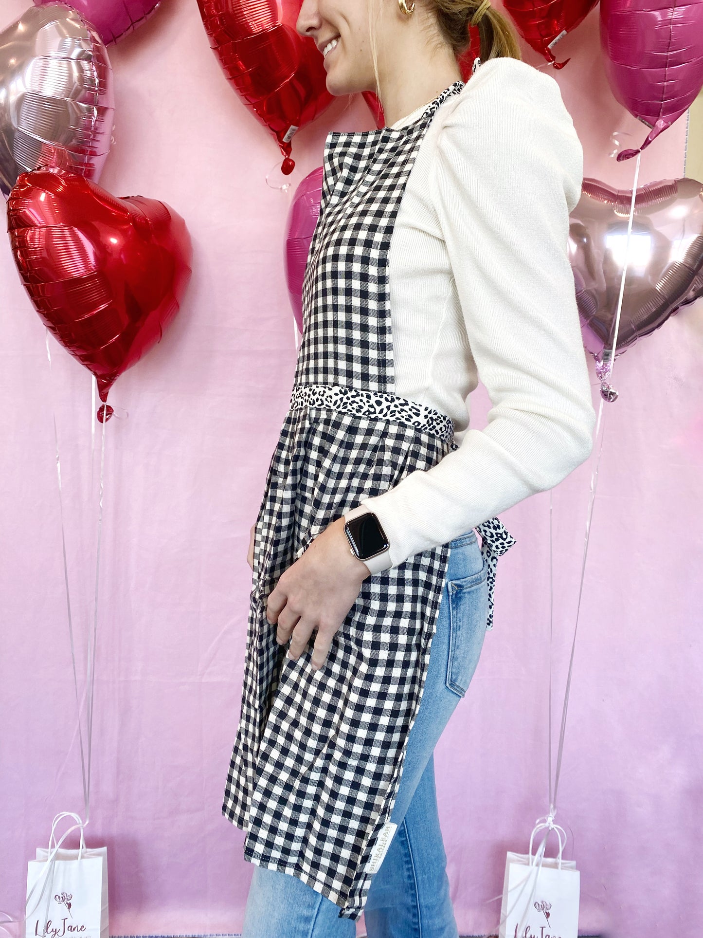 Gina Black Gingham Apron