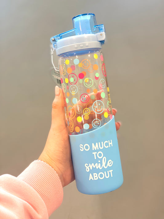 So Much to Smile About Glass Water Bottle